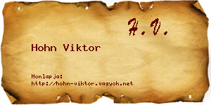 Hohn Viktor névjegykártya